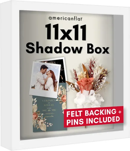 Vista 14 de Americanflat Marco de caja de sombra de 5 x 7 con vidrio inastillable, colección Silhouette - Caja de sombra pequeña para exhibición de mesa y pared
