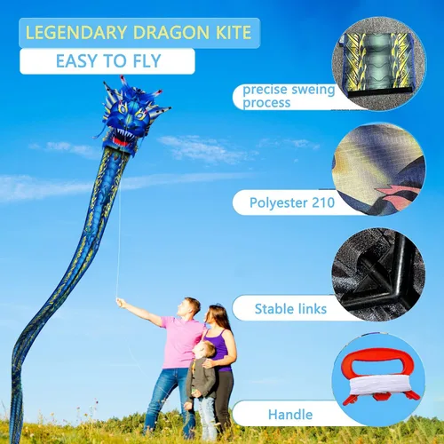 Vista 3 de HENGDA KITE Legendary Dragon Kite,for Kids and Adults,Easy to Fly,Excellent Fabric and Structure Design,Suitable for Square, Beach, Grass