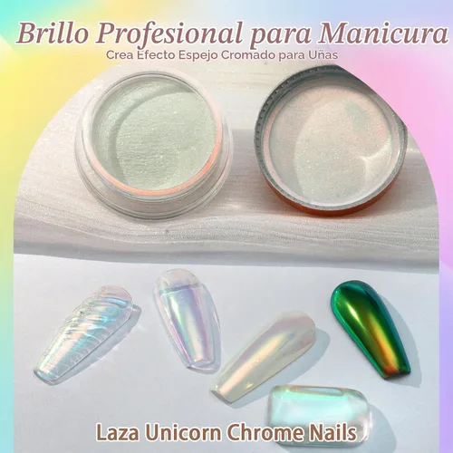 Vista 4 de Laza Polvo de uñas de cromo unicornio esmaltado dona uñas pigmento