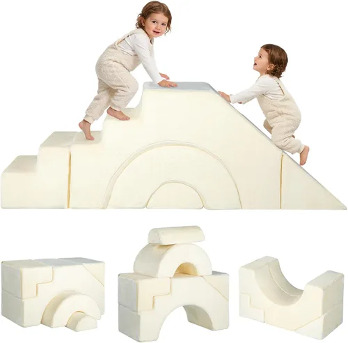 Vista 9 de MeMoreCool Sofá infantil con tobogán y escalera, sofá de espuma convertible Azul marino profundo (sólido)