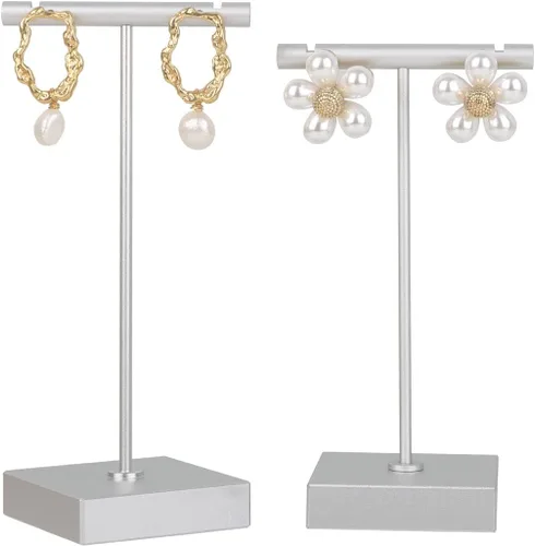 Vista 10 de BanST - Soporte de metal en forma de T para exhibir aretes y joyas, expositor de fotografía para mostrar