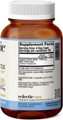 Vista 2 de Cardo mariano ecléctico 600 mg Fduv con vidrio, azul, 120