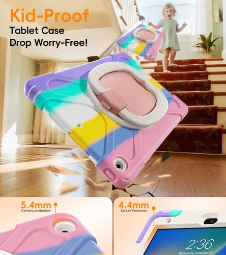 Vista 3 de BATYUE Funda para iPad de 9ª, 8ª y 7ª generación (funda resistente para iPad de 10.2 pulgadas 2021/2020/2019) con protector de pantalla, soporte