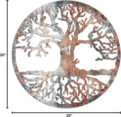 Vista 9 de Venovez Árbol de la vida Arte de pared Opción de madera o metal Decoración del hogar, decoración de oficina, colgante de pared Árbol redondo Regalo
