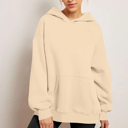 Vista 2 de Women Raglan Sleeve Hoodies Oversized Pullover Tops Basic Athletic Fit Hooded Sweatshirts Trendy Y2K Hoodie Shirts