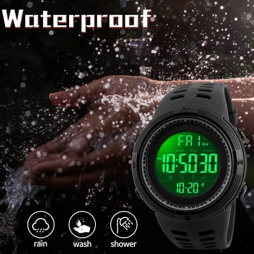 Vista 5 de Men's Digital Sports Watch Waterproof Military Stopwatch Countdown Auto Date Alarm