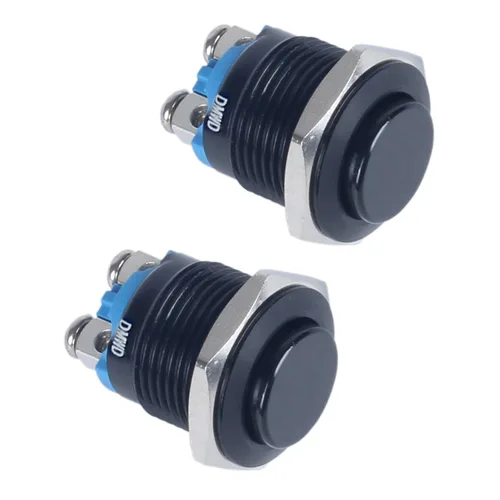 Vista 13 de Paquete de 2 interruptores de botón momentáneos de metal de 0.630 in, impermeables, IP66, terminales de tornillo antivandálicos de 12 V, 24 V, 36 V