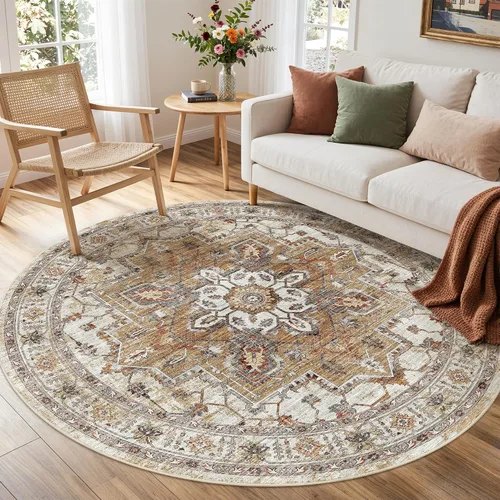 Vista 192 de Madane Alfombra lavable de 2 x 3 pies, alfombra de entrada pequeña, antideslizante, vintage, para entrada interior, alfombra de pelo bajo