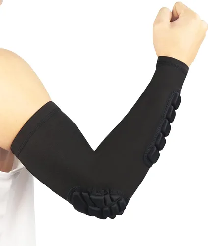 Vista 8 de Hobrave Mangas acolchadas para brazos, paquete de 2 almohadillas de protección de compresión para codo y antebrazo a prueba de golpes para Negro