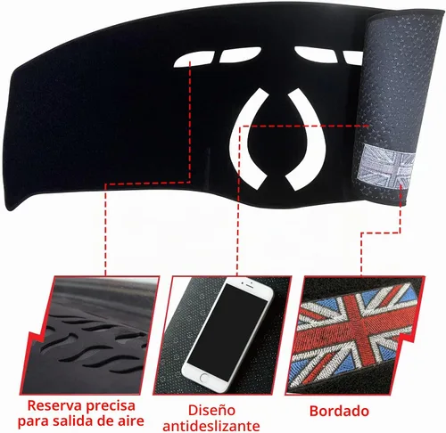 Vista 2 de Tapicería para Salpicadero Compatible con BMW Mini Cooper Serie R F, Protector Antideslizante Personalizado, Protector Solar (F55 F56)