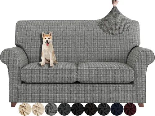 Vista 25 de ZNSAYOTX - Fundas de sofá para sala de estar (4 piezas), antideslizantes, fundas de sofá para 3 cojines, sofá, mascotas, perros, funda lavable a