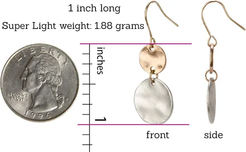 Vista 3 de Paquete de 2 aretes ligeros con disco bohemio para mujer