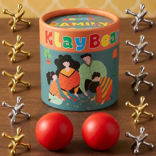 Vista 7 de Juego de Jacks con Pelota, Juego Retro Vintage de Jax para Niños y Adultos, Juegos de Mesa Clásicos con 10 Jacks de Metal y 2 Pelotas de Goma Rojas