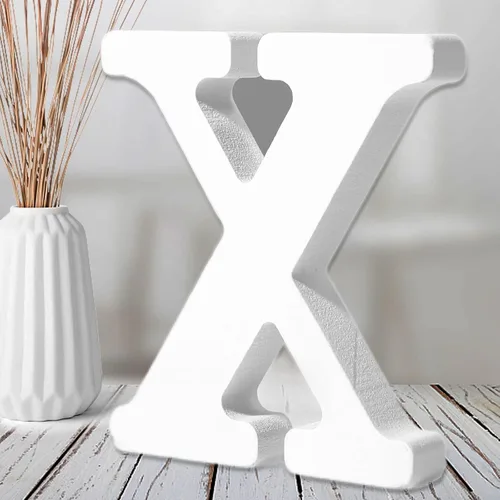 Vista 25 de AOCEAN Letras de madera blanca de 6 pulgadas, letras de madera sin terminar para decoración de pared, letras de pie, rebanadas, decoración