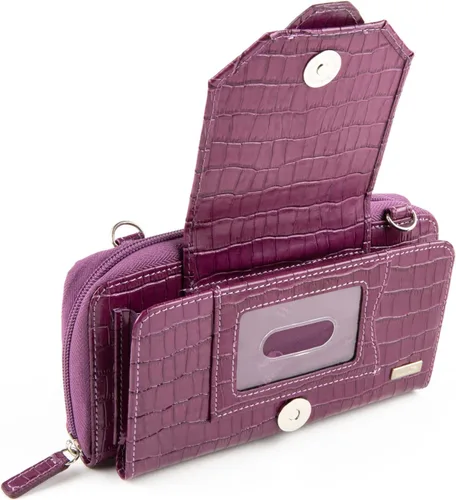 Vista 5 de Mini bolso cruzado de cuero para mujer con bloqueo RFID Pebbled