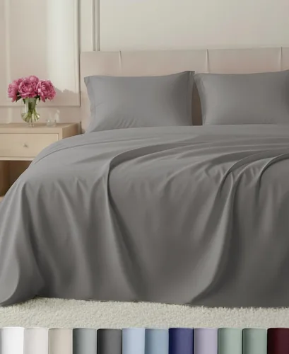 Vista 21 de California Design Den Juego de sábanas de lujo tamaño Queen, 800 hilos, 100% satén de algodón para cama tamaño Queen, juego de ropa de cama con Beige