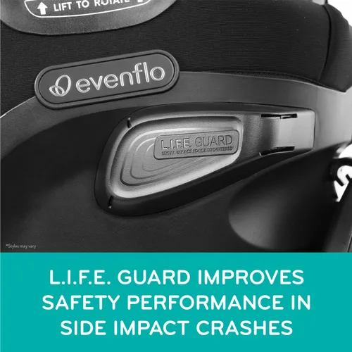 Vista 4 de Evenflo Revolve360 Extend Asiento de Auto Convertible con Rotación de 360 Grados, Orientado Hacia Atrás Extendido, Orientado Hacia Adelante, Modo