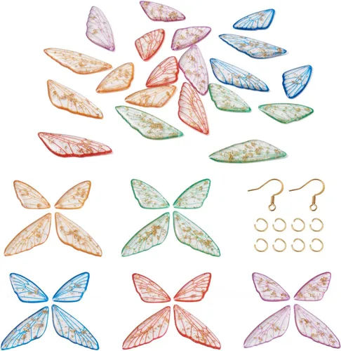 Vista 20 de Craftdady Colgantes de Resina de Alas de Mariposa y Alas de Hada - Lindos Colgantes Colgantes de Animales y Dijes de Hongos - Dijes Degradados