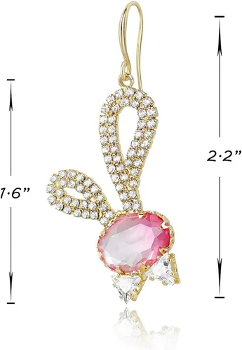 Vista 6 de JA.S.JR Pendientes de diamantes de imitación de conejo diseñados para mujer