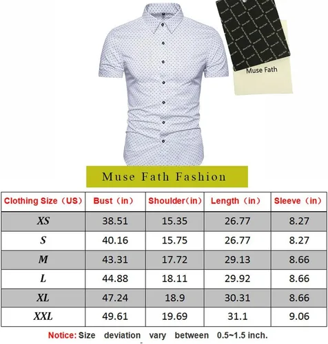 Vista 6 de MUSE FATH Camisa de vestir estampada para hombre, de algodón, casual, de manga corta, ajuste regular