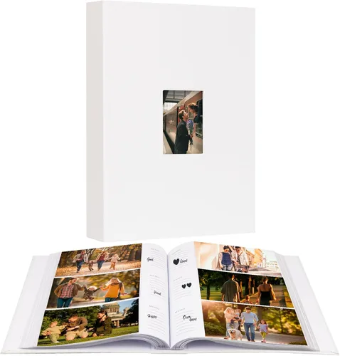 Vista 9 de Aevdor - Álbum de fotos de 4 x 6 con capacidad para 360 fotos, cubierta de cuero con áreas de notas para fotos de graduación, bodas, niños, familia