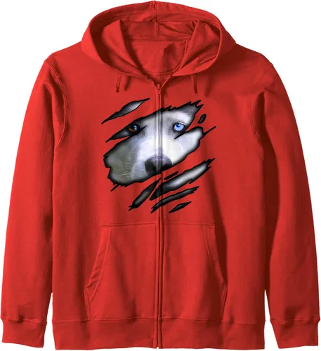 Vista 9 de Sudadera con capucha con cremallera para perro de Siberian Husky in me, diseño de perro, diseño de perro Pedigree
