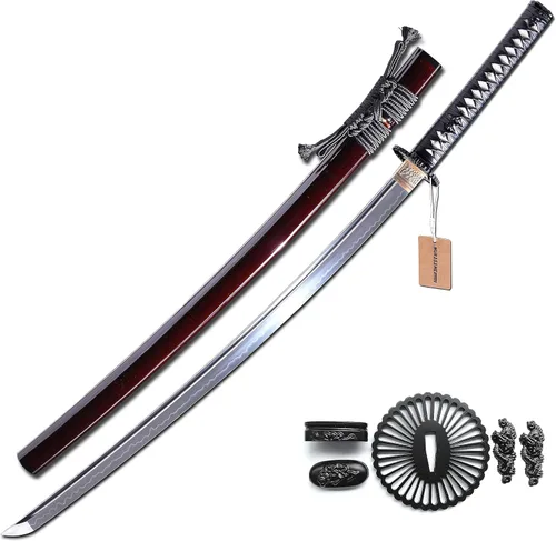 Vista 10 de MURASAME Katana Espada 41" T10 Acero Real Hamon Maquinilla de afeitar afilada espiga completa hecha a mano