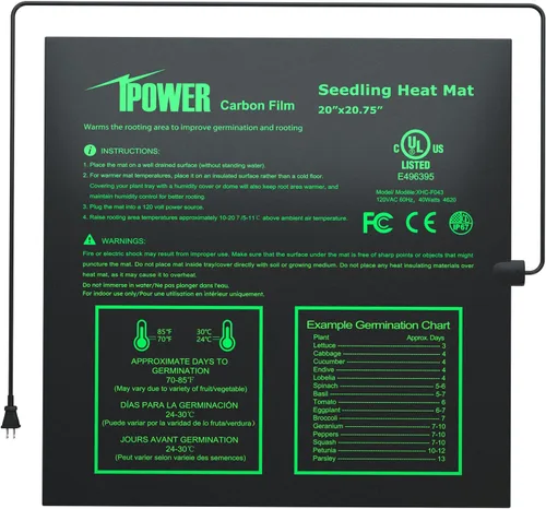Vista 18 de iPower tapete térmico para plantón, tapete térmico hidropónico caliente con diseño impermeable duradero, estera de calor solamente, Negro