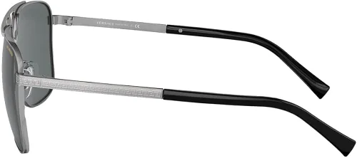 Vista 2 de Versace VE 2238 100181 - Lentes de sol rectangulares de metal Gunmetal gris polarizado