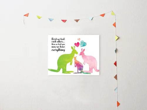 Vista 3 de Children Inspire Design Decoración de guardería, primero nos teníamos el uno al otro, luego te teníamos, ahora lo tenemos todo! Arte de canguro
