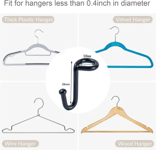 Vista 3 de Ganchos de conector para colgar ropa, clips extensores resistentes, organizador de mini ganchos de conexión en cascada para perchas de plástico