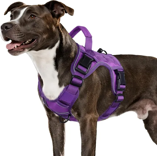 Vista 43 de WINGOIN Arnés táctico negro para perros pequeños, arnés resistente sin tirones con asa, arnés militar reflectante ajustable K9 para mascotas