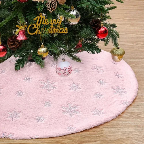 Vista 12 de Falda de árbol de Navidad blanca pequeña de 24 pulgadas, falda de árbol de lentejuelas para árbol de lentejuelas, mini falda de árbol con purpurina