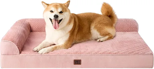Vista 26 de EHEYCIGA - Cama ortopédica para perros de tamaño mediano, cama de espuma viscoelástica para perros, color beige Small Dog Sofa with Washable