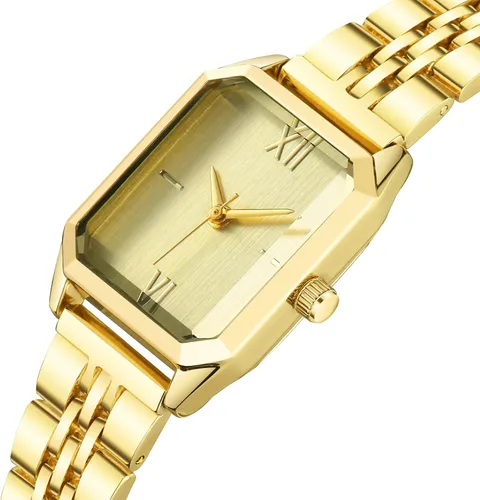 Vista 5 de IBSO Reloj de pulsera cuadrado de lujo para mujer, reloj de pulsera simple de moda para mujer, movimiento de cuarzo japonés, resistente al agua