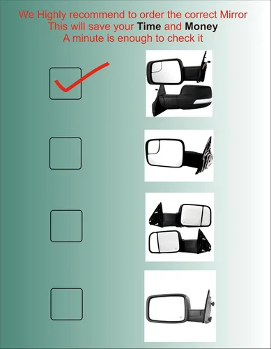 Vista 2 de EAP Espejo lateral del conductor compatible con Dodge RAM 1500 2019-2025, calefactado sin atenuación automática 68402037AA 68402093AA LH - Calentado
