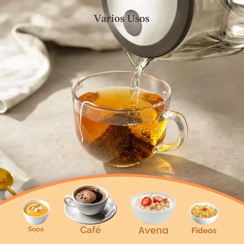 Vista 6 de COSORI - Hervidor eléctrico, sin contacto de plástico con agua, 1.8 qt/1500W, tapa interior y filtro de acero inoxidable, tetera para café y té
