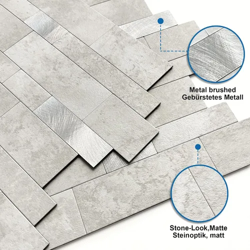 Vista 2 de Azulejo protector contra salpicaduras para cocina, despegar y pegar, acabado mate de piedra, pegatinas de azulejos para baño, panel de pared 3D