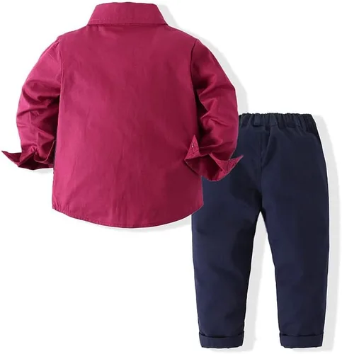 Vista 2 de Conjunto falso de 2 piezas para bebé niño con camisa y pantalón