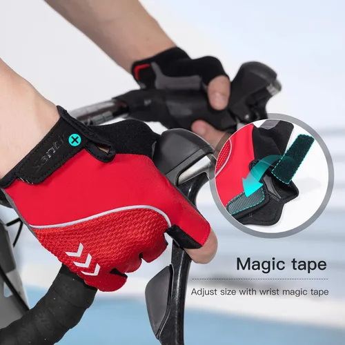 Vista 5 de Santic Guantes de ciclismo para adultos, guantes de ciclismo de medio dedo con almohadilla antideslizante que absorbe los golpes, guantes