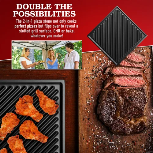 Vista 4 de Deco Chef Horno de Pizza Eléctrico, Piedra de Cerámica de 12 Pulgadas y Parrilla, 1800W, Hornea hasta 750 Grados para Pizza Artesanal de Encimera