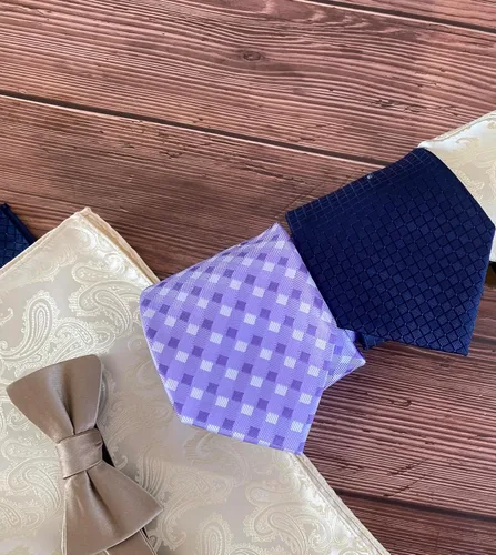 Vista 82 de KissTies Mens Checkered Tie Set Solid Color Festive Necktie + Pocket Square