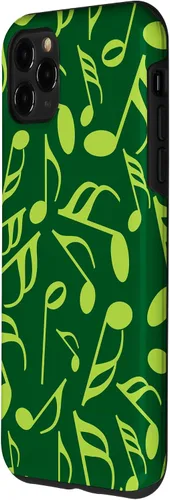 Vista 2 de Funda para iPhone 11 Pro Max con notas musicales verdes