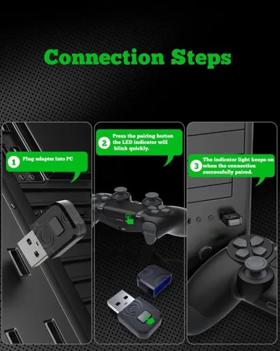 Vista 7 de Controller Adapter for Official PS4 Controller PS5 ControllerSwitch Pro Controller, OLCLSS Wireless Controller Adapter Work with Switch, Switch