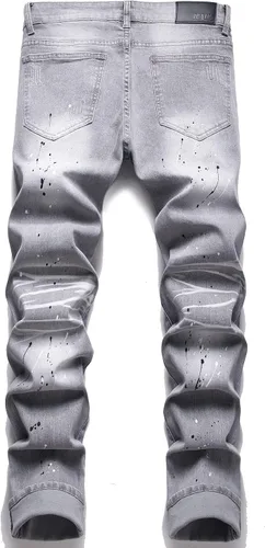 Vista 2 de AITITIA Men's Ripped Regular Fit Stretch Jeans