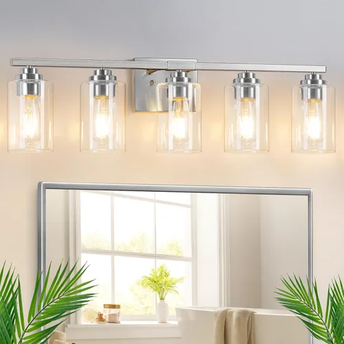 Vista 15 de VerRon Juego de 2 apliques de pared para baño, lámparas modernas de tocador, faroles de montaje de bronce cepillado al óleo, luces de pared