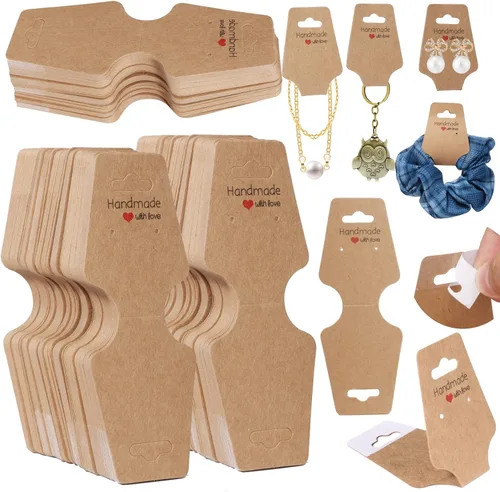 Vista 8 de 200 tarjetas de exhibición de pulsera, tarjetas para collares, tarjetas autoadhesivas de embalaje de joyería, tarjeta de venta para pequeñas Negro