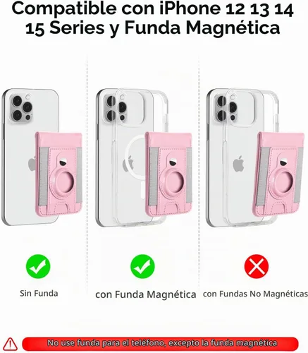 Vista 9 de ExtreLife para Cartera Magsafe con Soporte para Airtag, Cartera Magnética para iPhone Serie 17/16/15/14/13/12, Soporte para 9 Tarjetas, Ventana