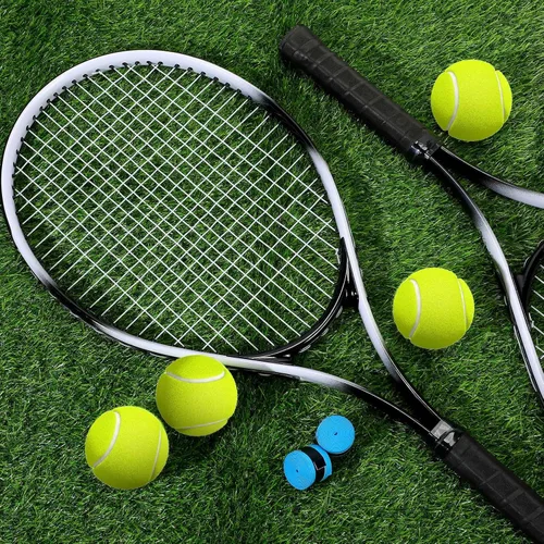 Vista 5 de Paquete de 4 raquetas de tenis para adultos, recreativas, para 4 jugadores, raquetas de tenis preencordadas de 27 pulgadas, raquetas de tenis
