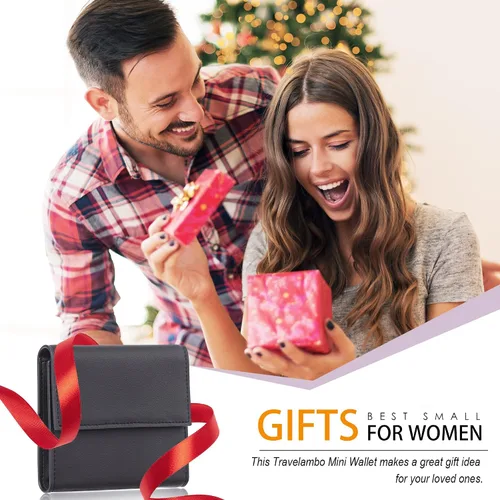Vista 6 de Travelambo Cartera pequeña y compacta con bloqueo RFID para tarjetas de crédito, monedero de bolsillo para mujer